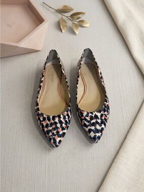 Nine West Women's Speakup Pointed Toe Ballet Flats Multi-Colour Print Size 7